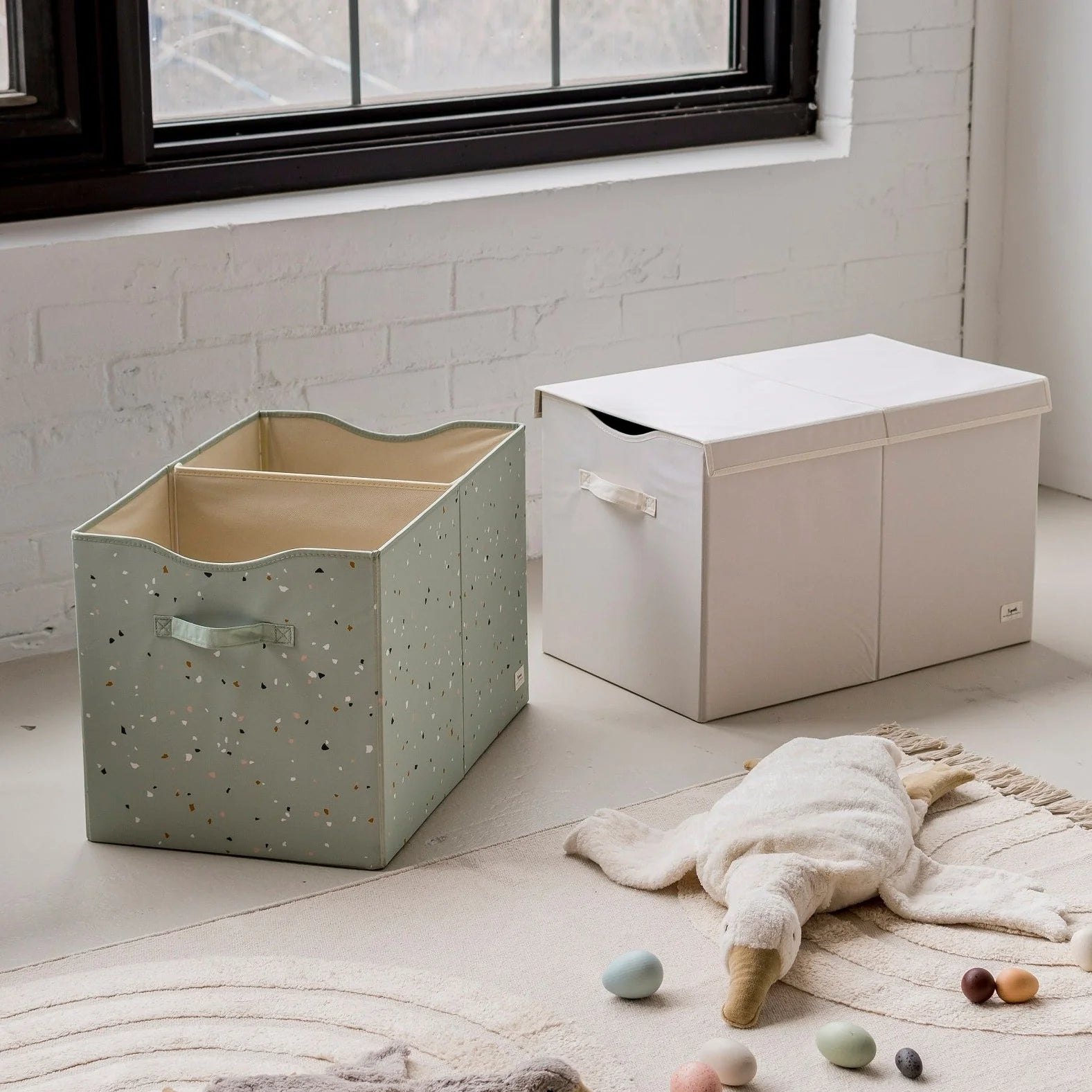 3 Sprouts Terrazzo Green Recycled Fabric Folding Storage Chest 加拿大再生布料水磨石綠色折疊儲物箱