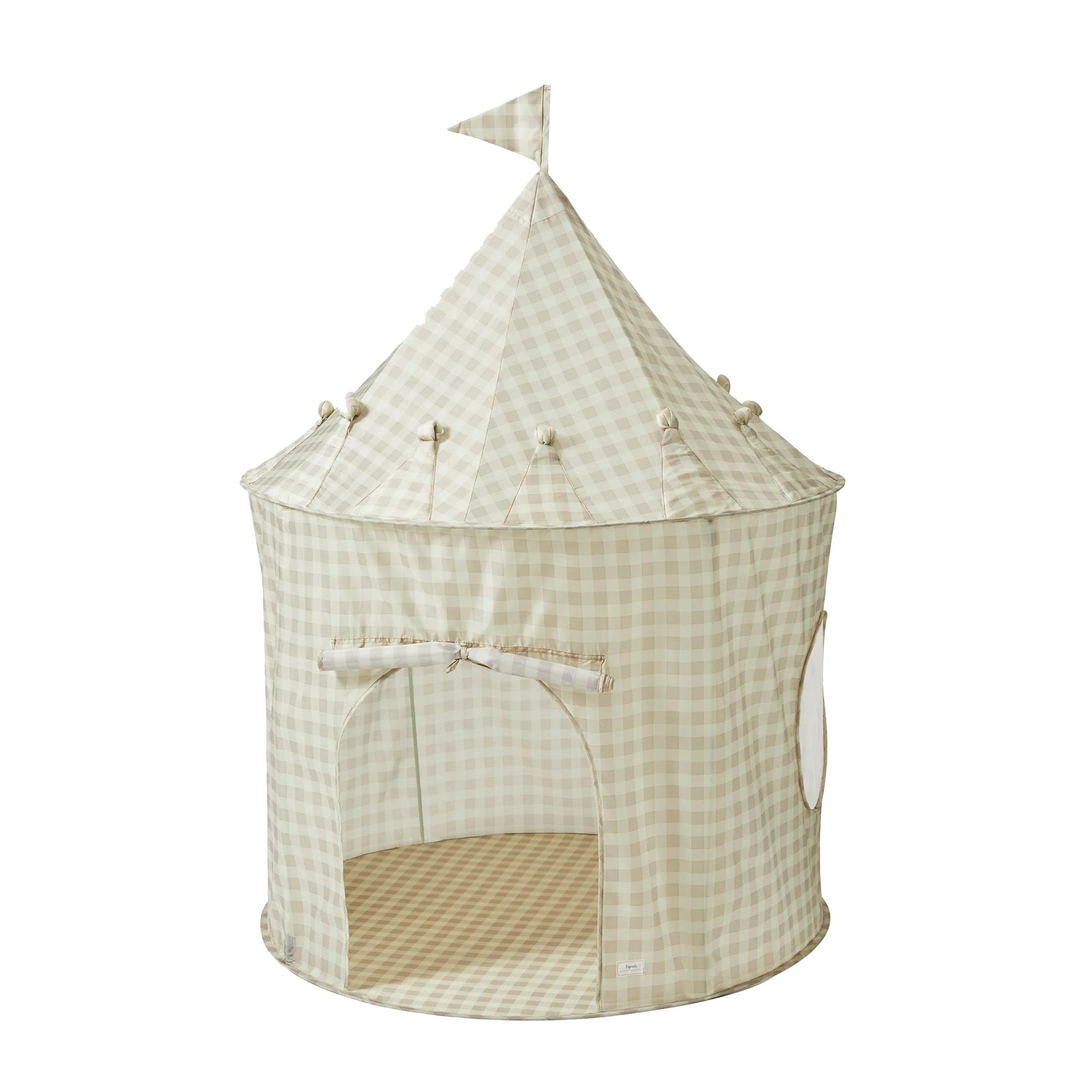 3 Sprouts Gingham Beige Recycled Fabric Play Tent 加拿大再生布料米色格子遊戲帳篷