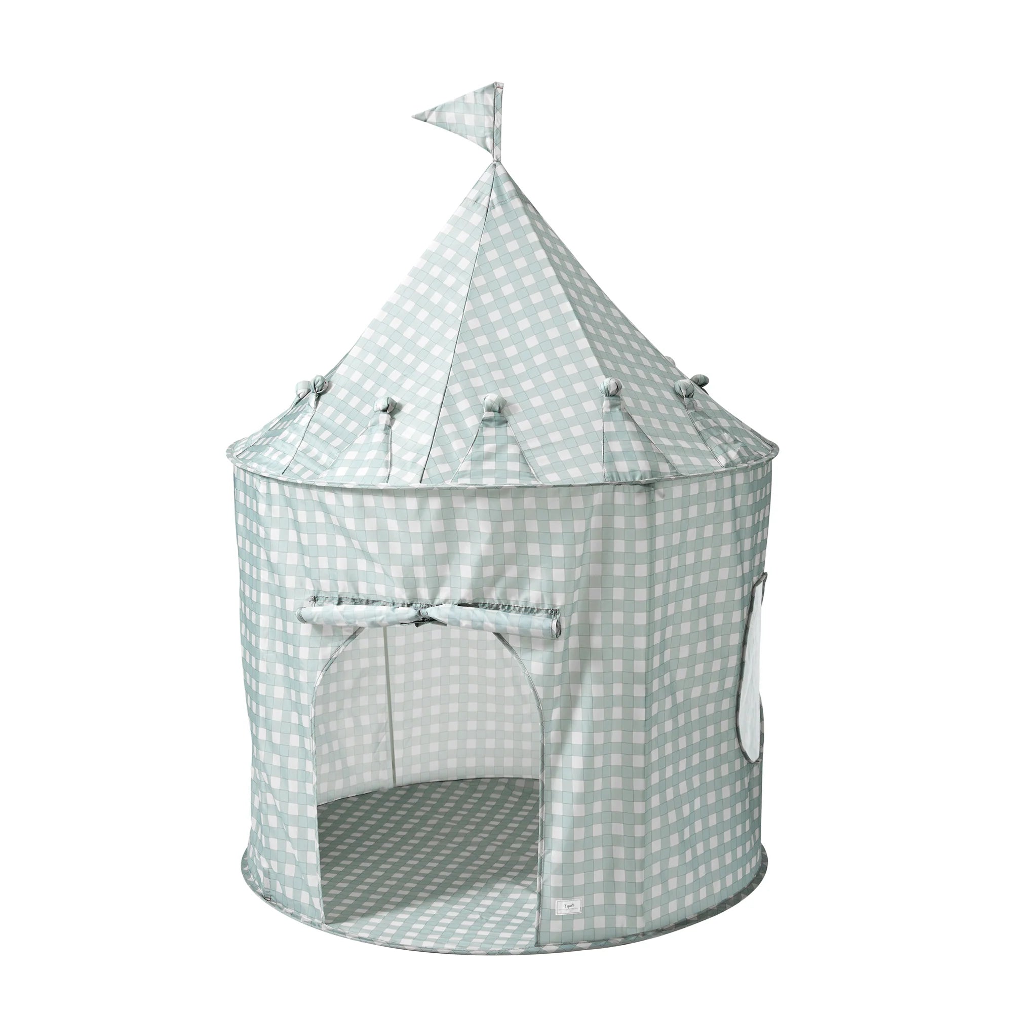 3 Sprouts Gingham Blue Recycled Fabric Play Tent 加拿大再生布料藍色格子遊戲帳篷