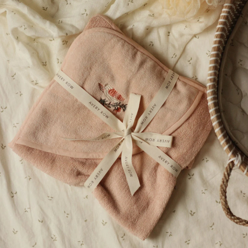 Avery Row Hooded Baby Towel Bird 英國小鳥刺繡有機棉連帽毛巾