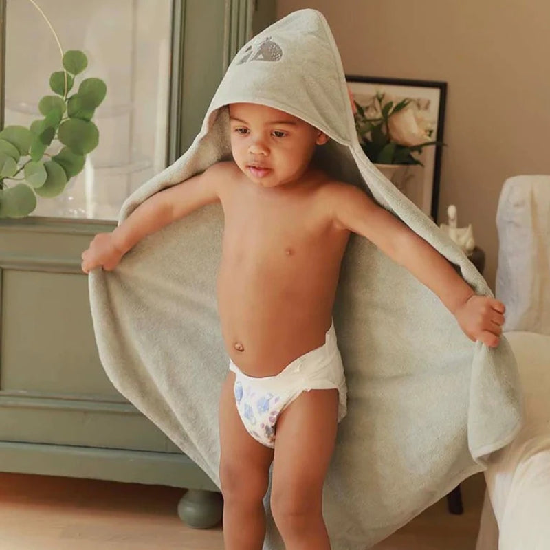 Avery Row Hooded Baby Towel Frog 英國小青蛙刺繡有機棉連帽毛巾