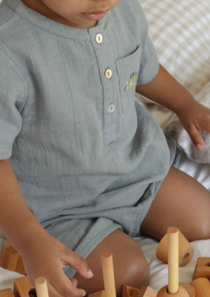 Le Petit Lapin Cayden Organic Muslin Petit Dino Set 小恐龍刺繡有機棉套裝