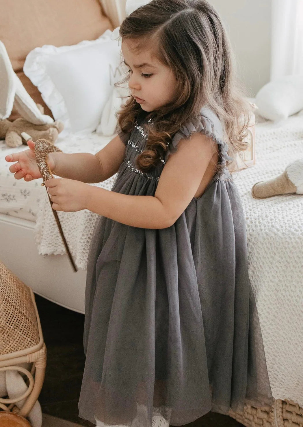 Le Petit Lapin Scarlett Cotton Tulle Dress 史嘉莉有機棉薄紗深灰色連身裙