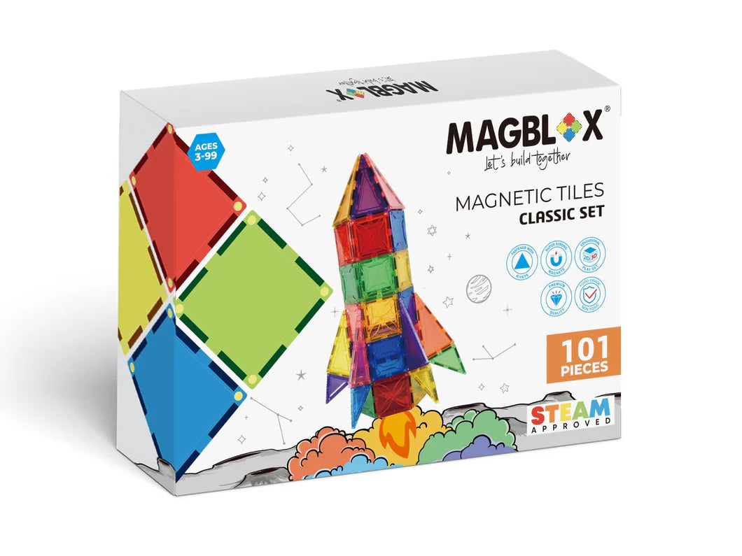 Magblox Magnetic Building Tiles Classic 101 pcs 磁力片積木玩具透光彩色 101 塊套裝