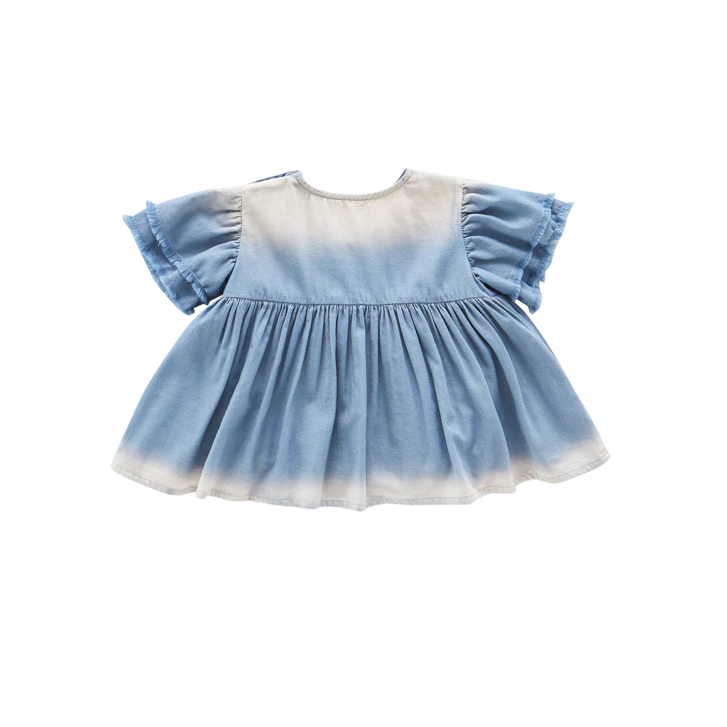 OMAMImini Baby Fit & Flare Dress Blue Color 荷葉邊袖子漸變淺藍色連身裙