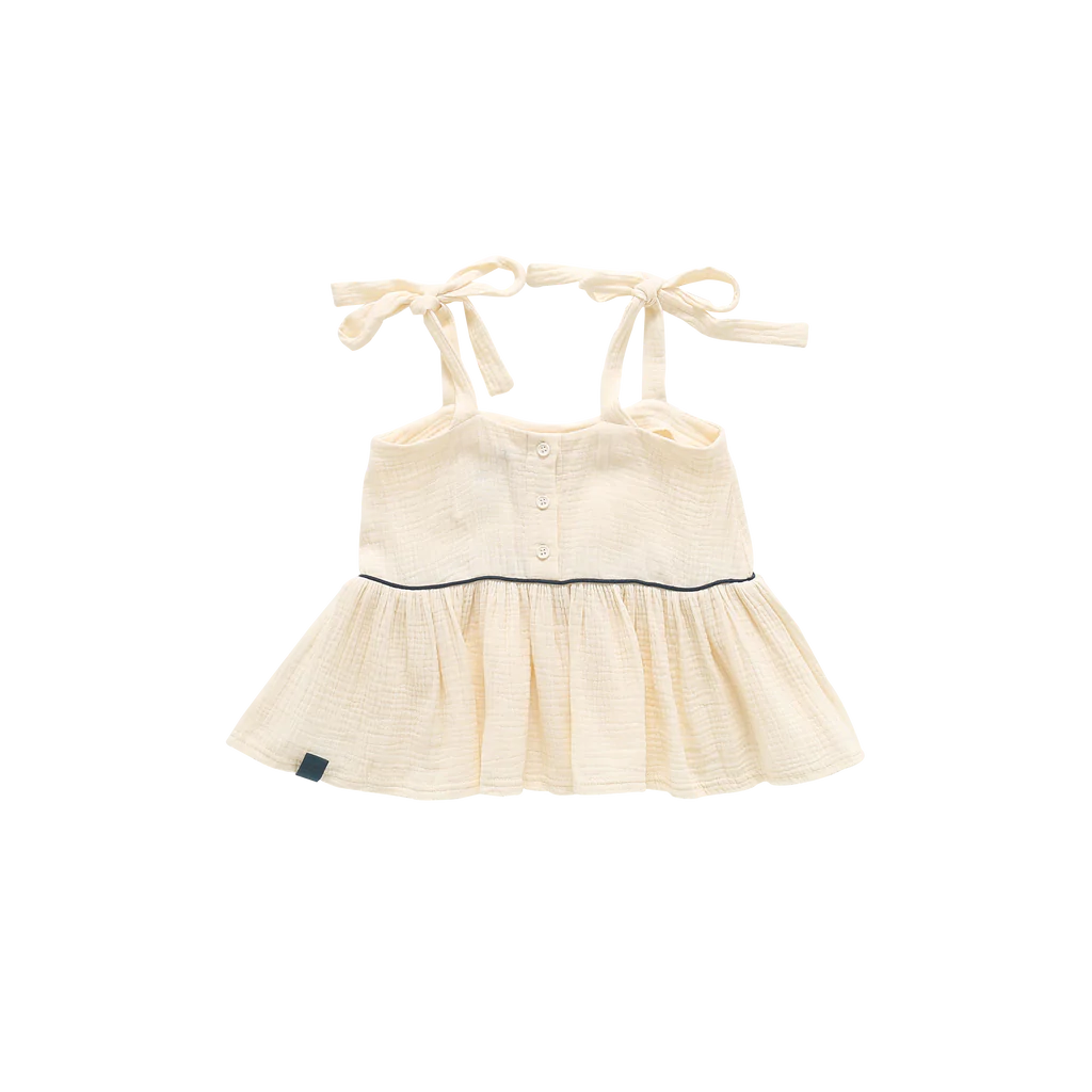 OMAMImini Baby Peplum Top With Ties Cream Color 繫帶荷葉奶油色上衣