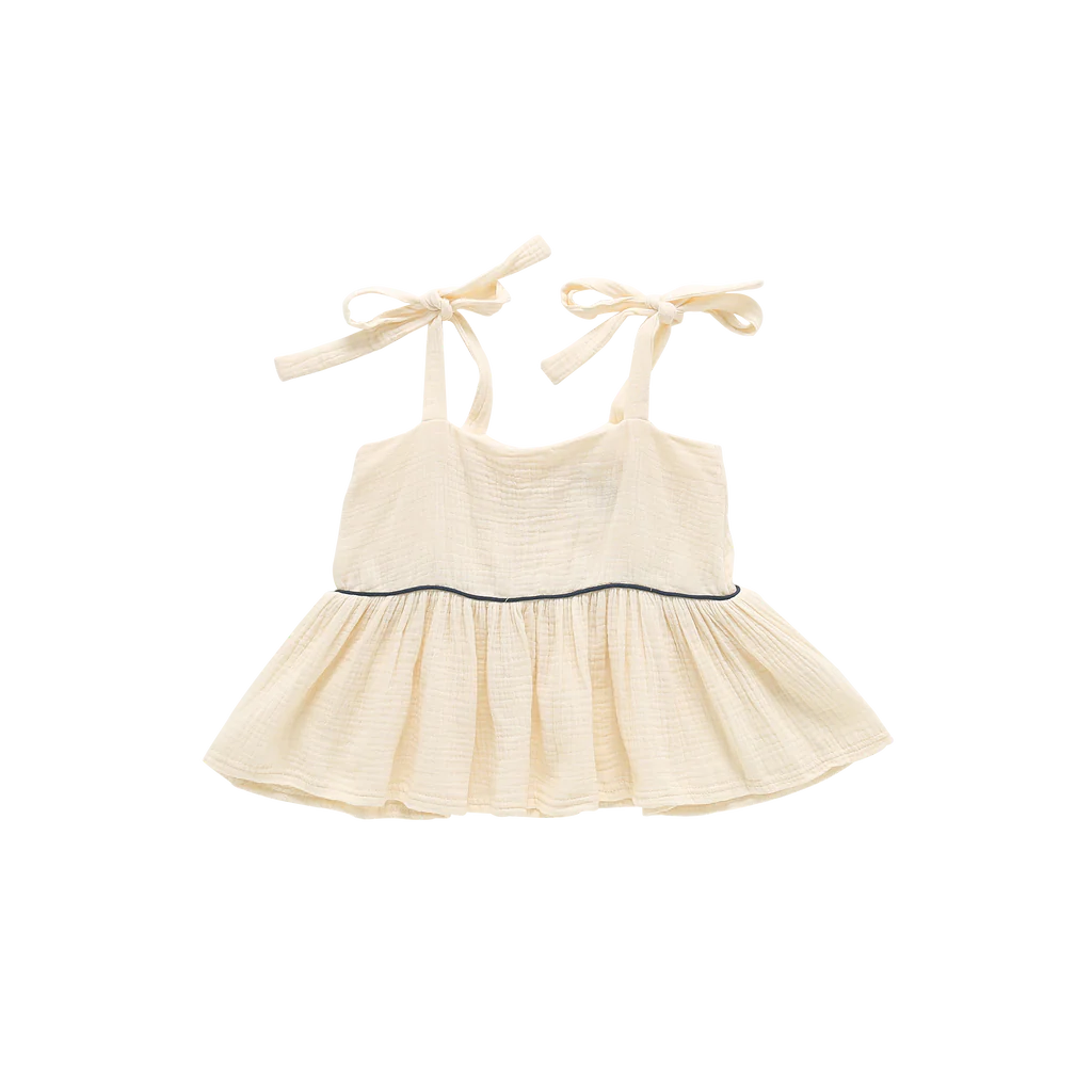 OMAMImini Baby Peplum Top With Ties Cream Color 繫帶荷葉奶油色上衣