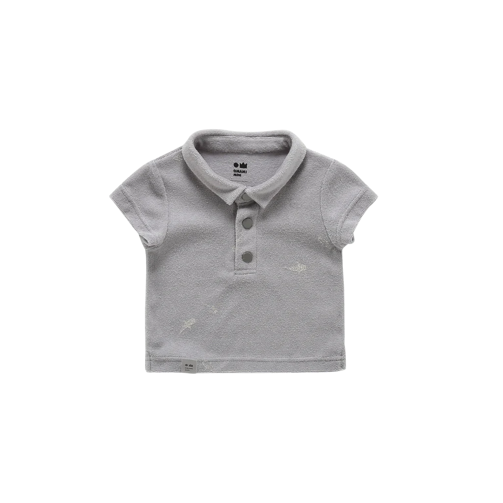 OMAMImini Baby Polo Shirt Grey Color 嬰兒毛巾布灰色 Polo 上衣