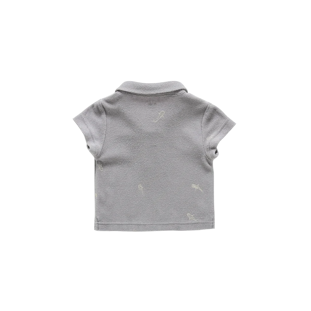 OMAMImini Baby Polo Shirt Grey Color 嬰兒毛巾布灰色 Polo 上衣