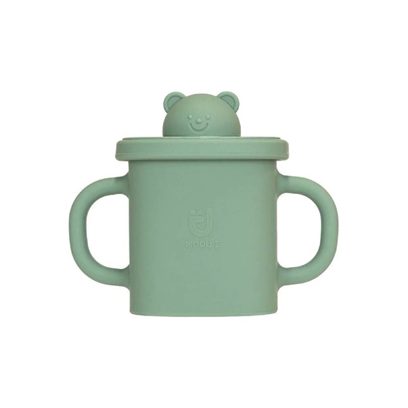 MODU'I Silicone Bear Spout Cup Mint 鉑金矽膠 防漏學習杯 薄荷綠