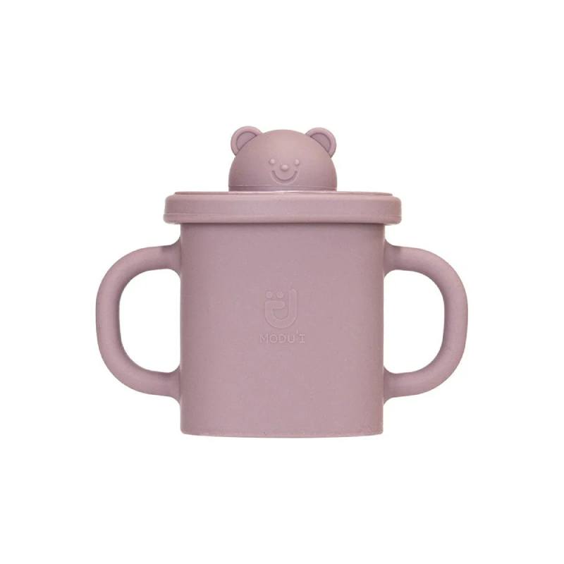 MODU'I Silicone Bear Spout Cup Pink 鉑金矽膠 防漏學習杯 粉紅色