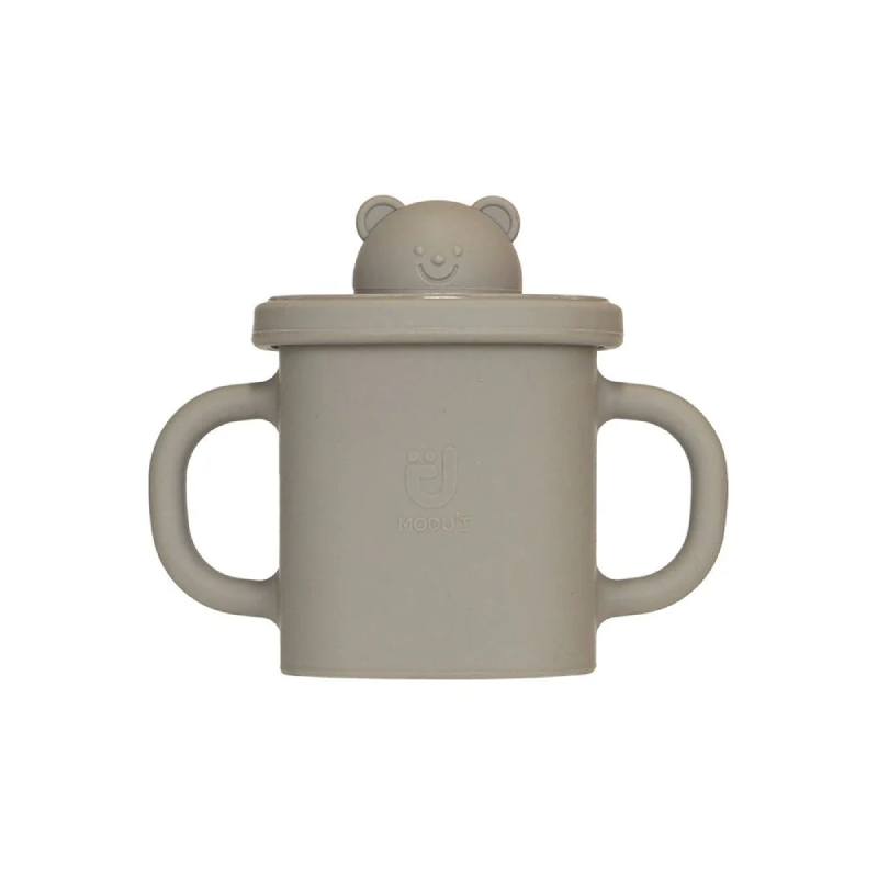 MODU'I Silicone Bear Spout Cup Beige 鉑金矽膠 防漏學習杯 褐色