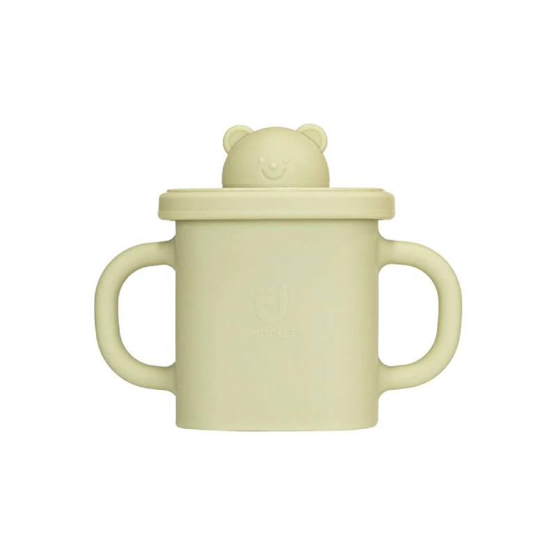 MODU'I Silicone Bear Spout Cup Green Bean 鉑金矽膠 防漏學習杯 綠色