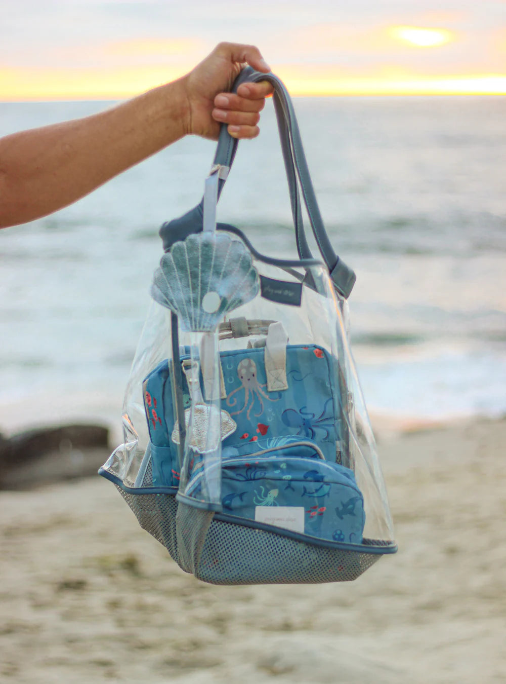 Play & Store Beach Bag Blue 藍色防水貝殼沙灘包